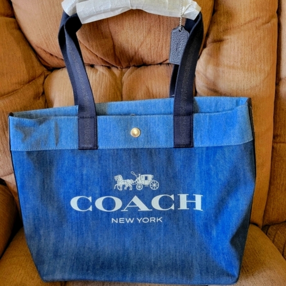 Coach Horse & Carriage Denim Blue Tote NWT